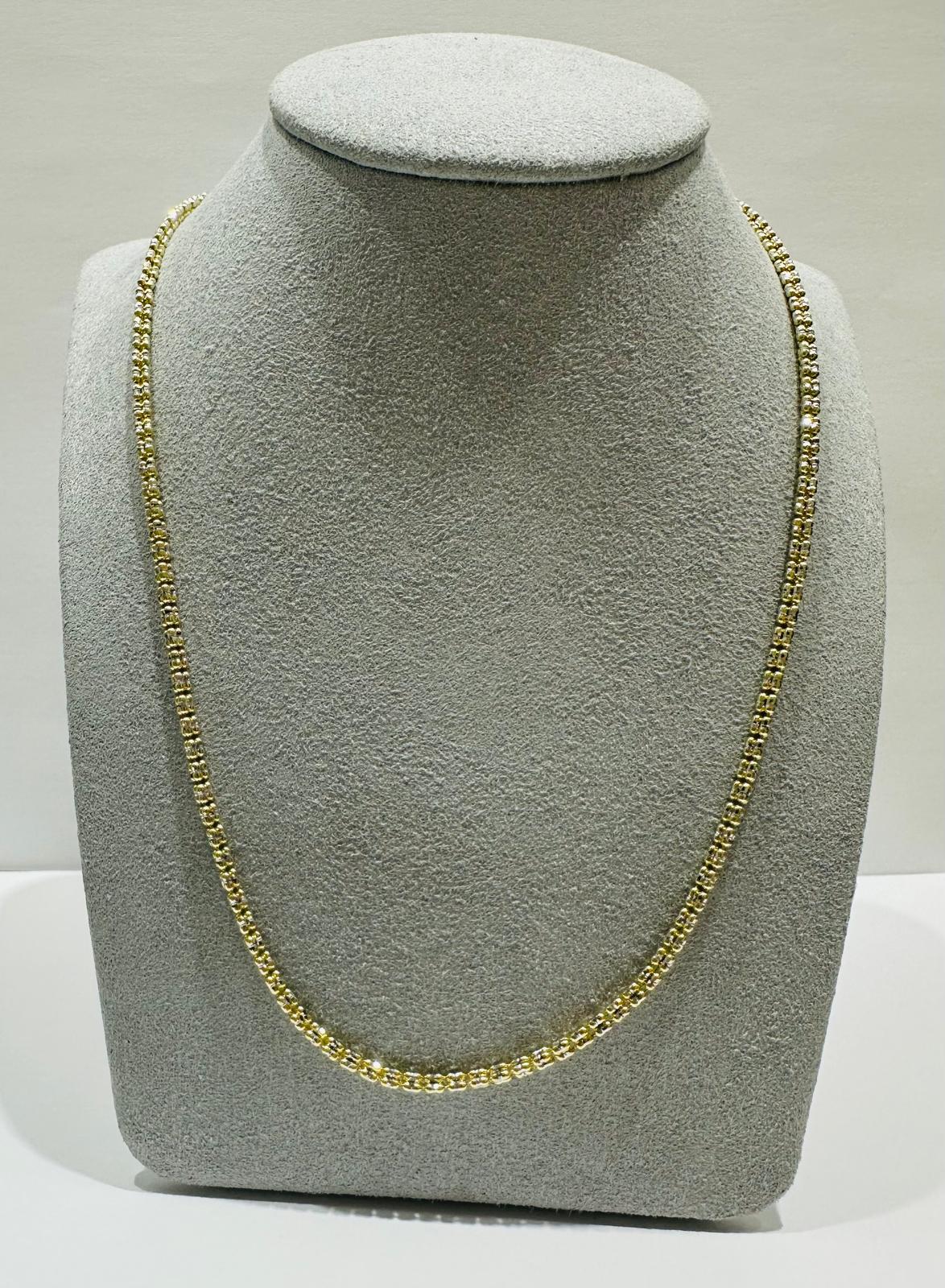 10K GOLD TWO TONED TENNIS NECKLACE- WEIGHT: 12.3gm   26"   2.25mm