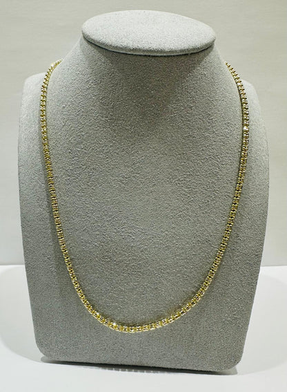 10K GOLD TWO TONED TENNIS NECKLACE- WEIGHT: 12.3gm   26"   2.25mm