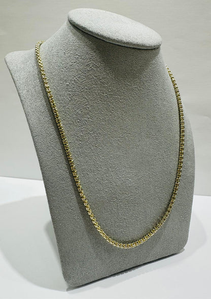 10K GOLD TWO TONED TENNIS NECKLACE- WEIGHT: 12.3gm   26"   2.25mm