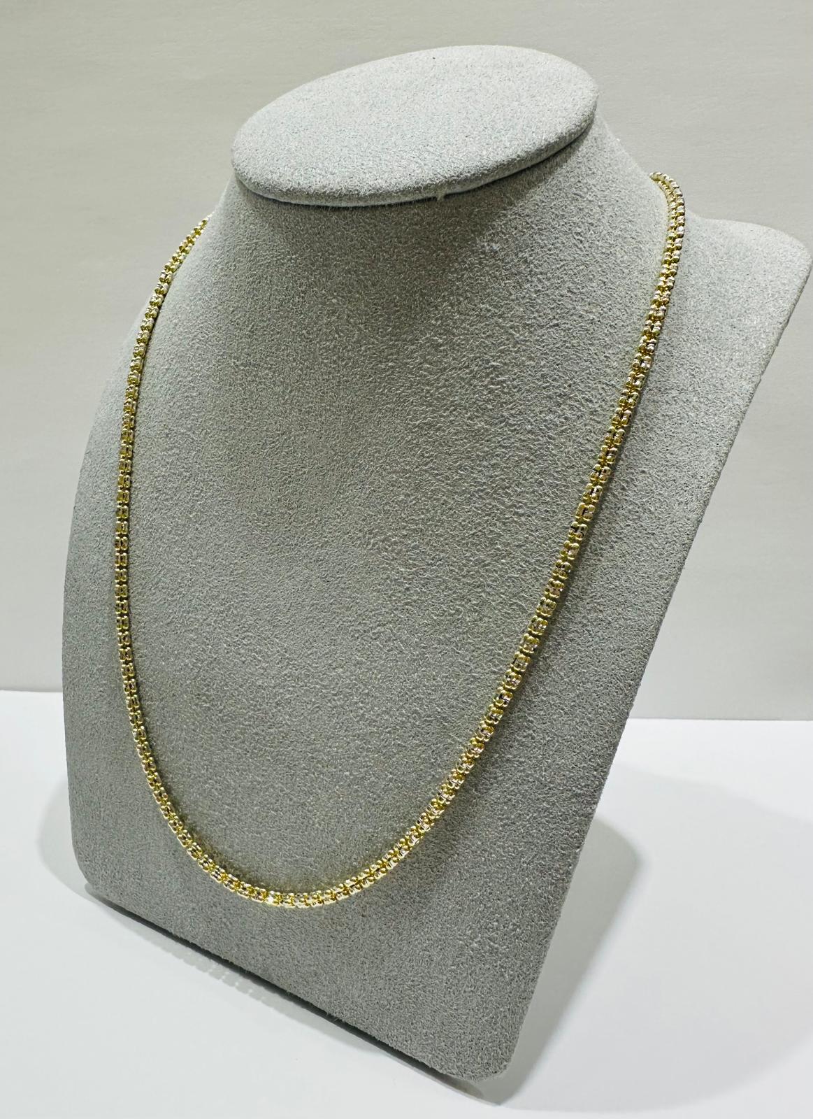 10K GOLD TWO TONED TENNIS NECKLACE- WEIGHT: 12.3gm   26"   2.25mm