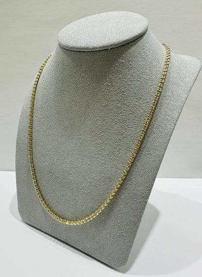 10K GOLD TWO TONED TENNIS NECKLACE- WEIGHT: 12.3gm   26"   2.25mm