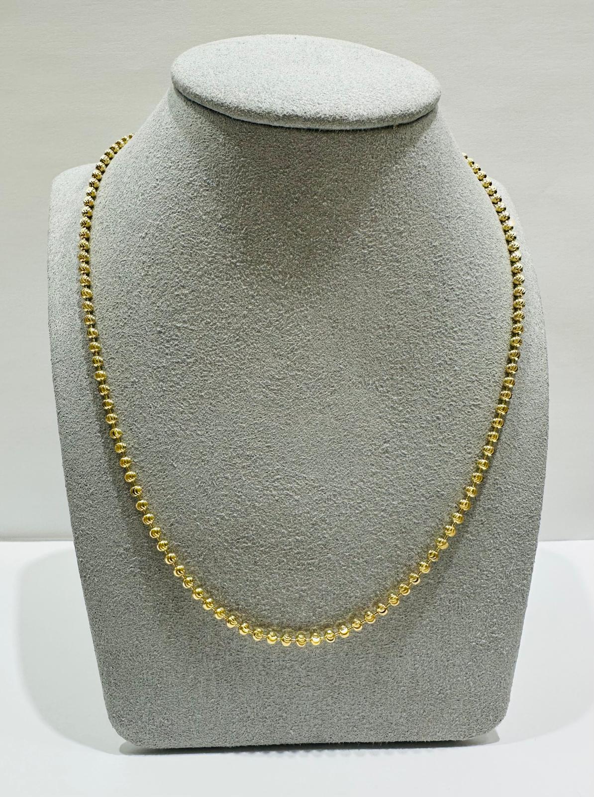 10K GOLD MOONCUT BEAD LINK CHAIN- WEIGHT: 7.6gm    18"    2.18mm