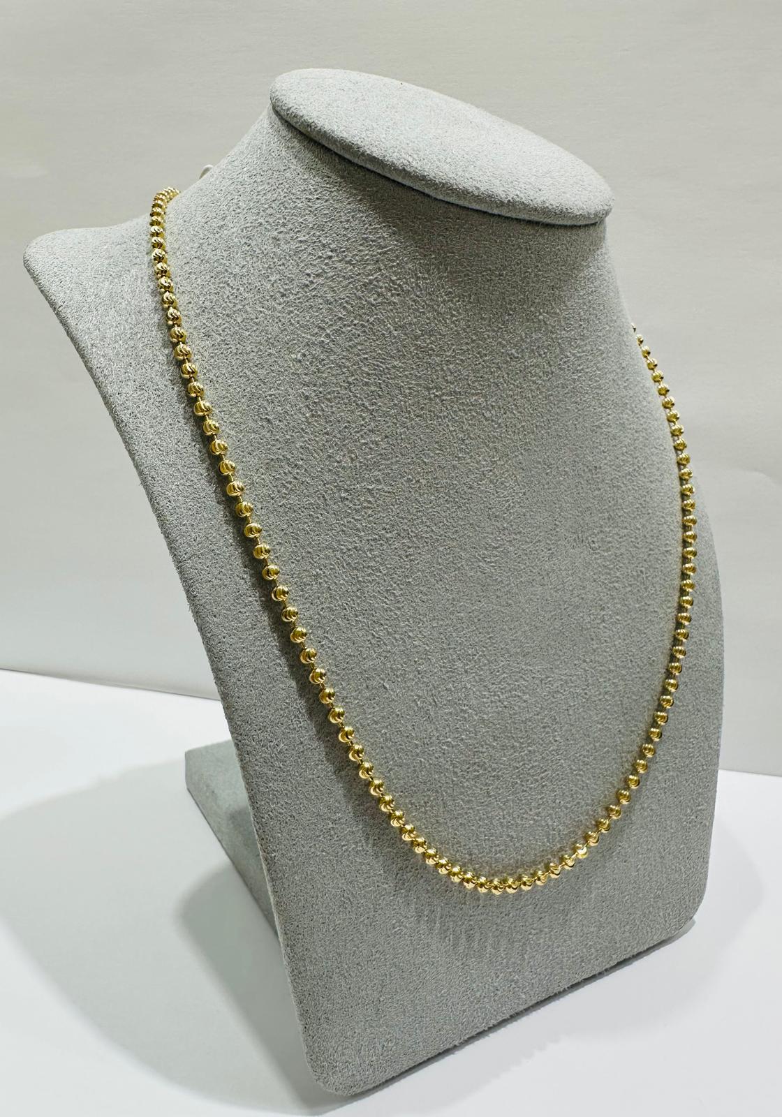 10K GOLD MOONCUT BEAD LINK CHAIN- WEIGHT: 7.6gm    18"    2.18mm