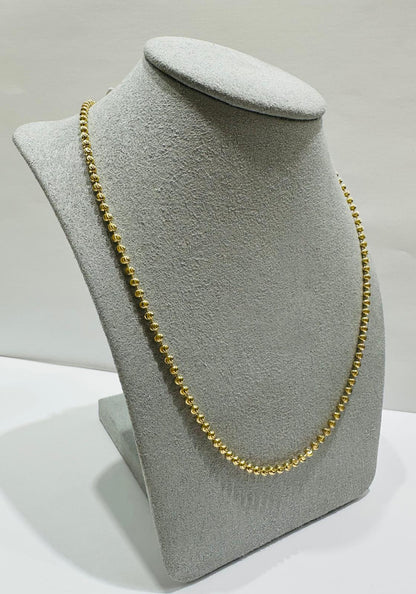 10K GOLD MOONCUT BEAD LINK CHAIN- WEIGHT: 7.6gm    18"    2.18mm