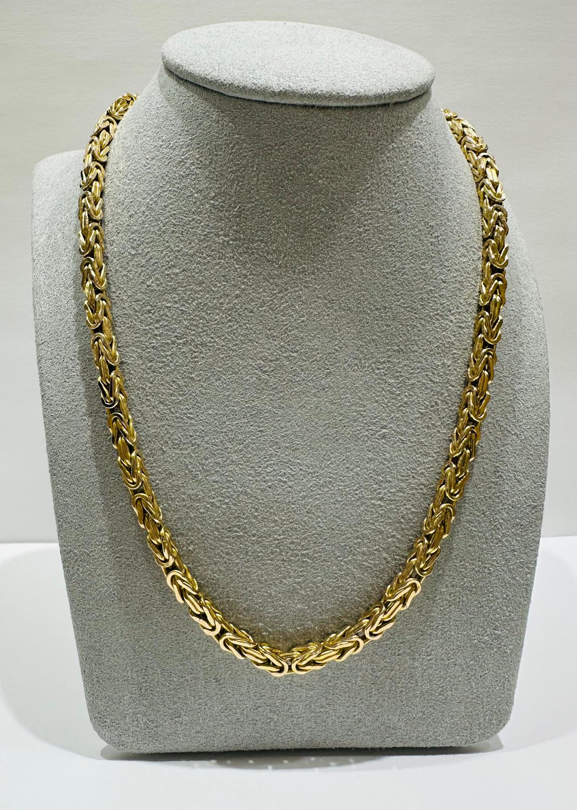 10K GOLD BYZANTINE LINK CHAIN- WEIGHT: 21.6gm   20"   3.70mm