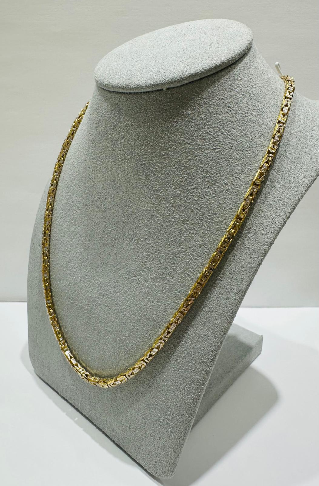 10K GOLD DIAMOND CUT BYZANTINE LINK CHAIN- WEIGHT: 21.1gm   18"   2.50mm