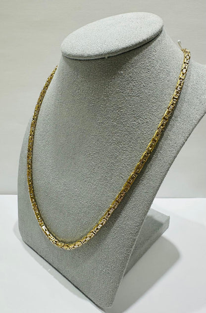 10K GOLD DIAMOND CUT BYZANTINE LINK CHAIN- WEIGHT: 21.1gm   18"   2.50mm