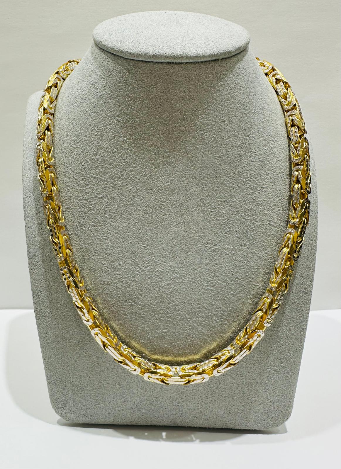 10K GOLD DIAMOND CUT BYZANTINE LINK CHAIN- WEIGHT: 99.7gm   22"   5.25mm