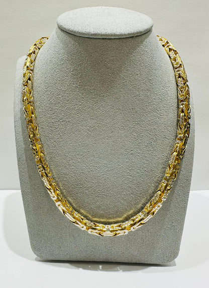 10K GOLD DIAMOND CUT BYZANTINE LINK CHAIN- WEIGHT: 99.7gm   22"   5.25mm