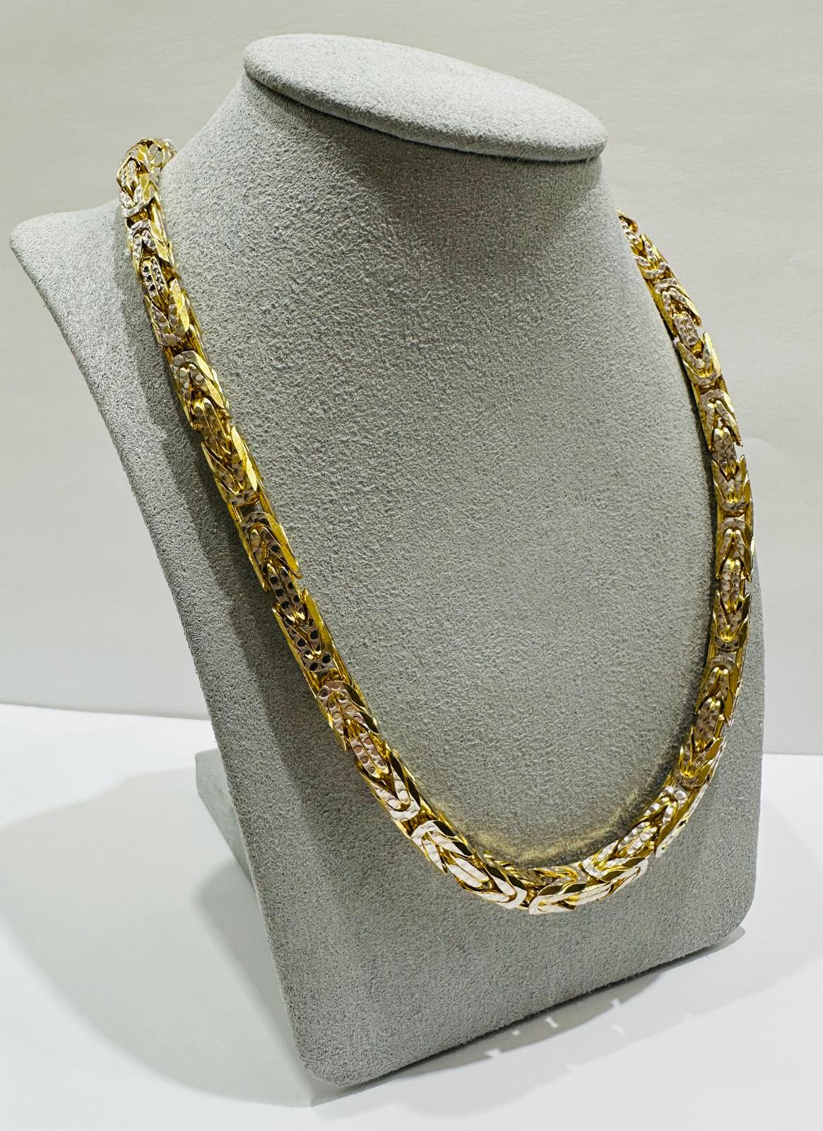 10K GOLD DIAMOND CUT BYZANTINE LINK CHAIN- WEIGHT: 99.7gm   22"   5.25mm