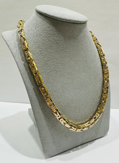 10K GOLD DIAMOND CUT BYZANTINE LINK CHAIN- WEIGHT: 99.7gm   22"   5.25mm