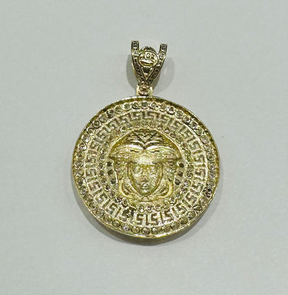 10K GOLD MEDUSA HEAD PENDANT WITH WHITE SAPPHIRE- WEIGHT: 4.2gm