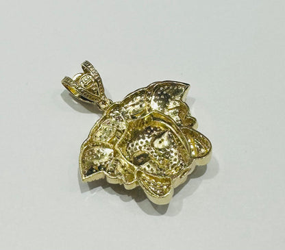 10K GOLD MEDUSA HEAD PENDANT WITH WHITE SAPPHIRE- WEIGHT: 10.6gm