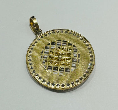 10K GOLD MEDUSA HEAD PENDANT WITH WHITE SAPPHIRE- WEIGHT: 8.5gm