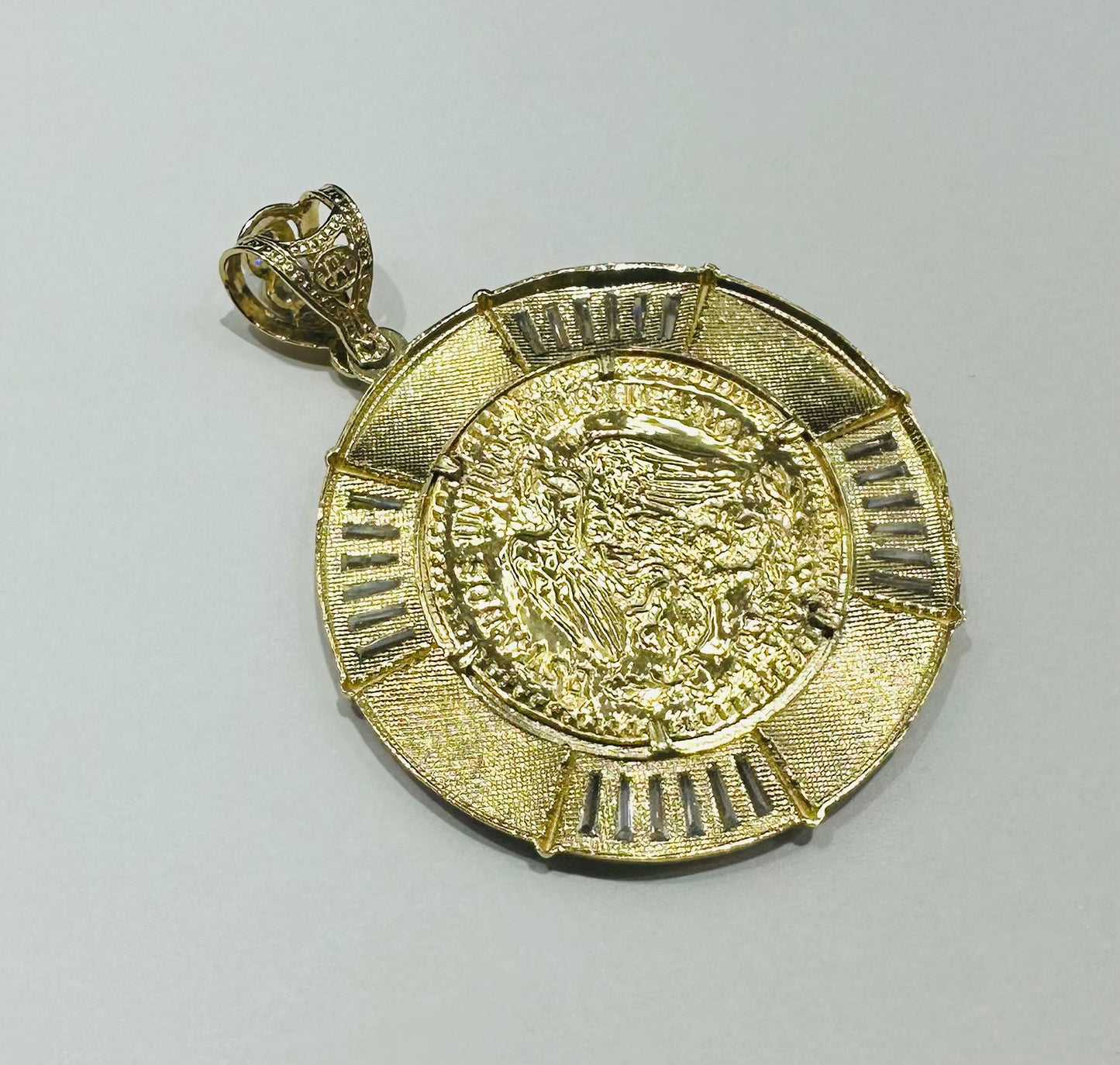 10K GOLD CENTENARIO 50 PESOS PENDANT- WEIGHT: 16.2gm