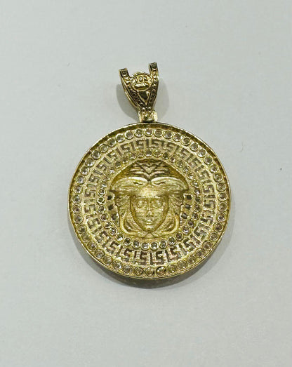 10K GOLD MEDUSA HEAD PENDANT WITH WHITE SAPPHIRE- WEIGHT: 4.2gm