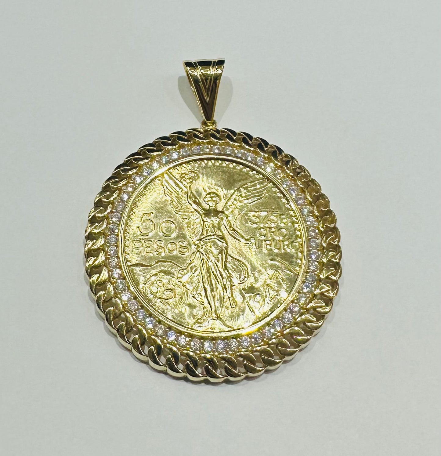 10K GOLD CENTENARIO 50 PESOS PENDANT- WEIGHT: 23.6gm