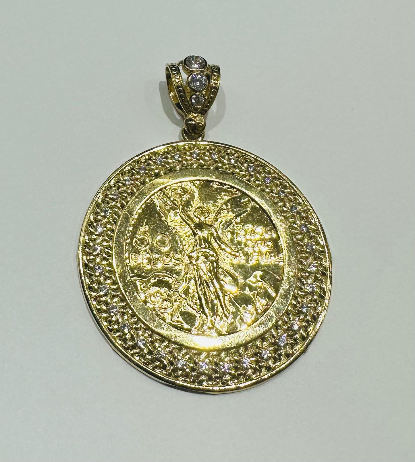10K GOLD CENTENARIO 50 PESOS PENDANT- WEIGHT: 13.8gm