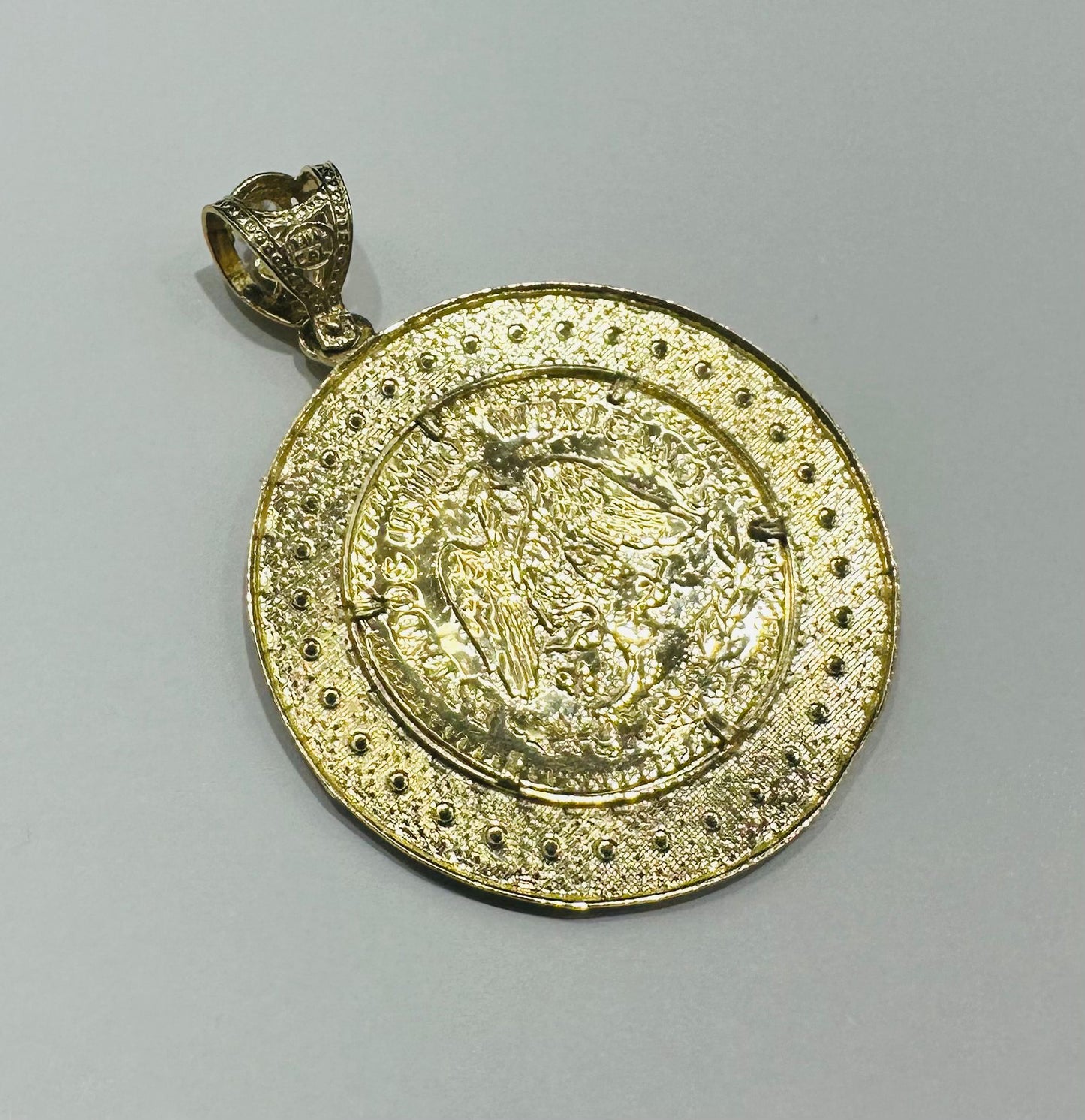 10K GOLD CENTENARIO 50 PESOS PENDANT- WEIGHT: 13.8gm