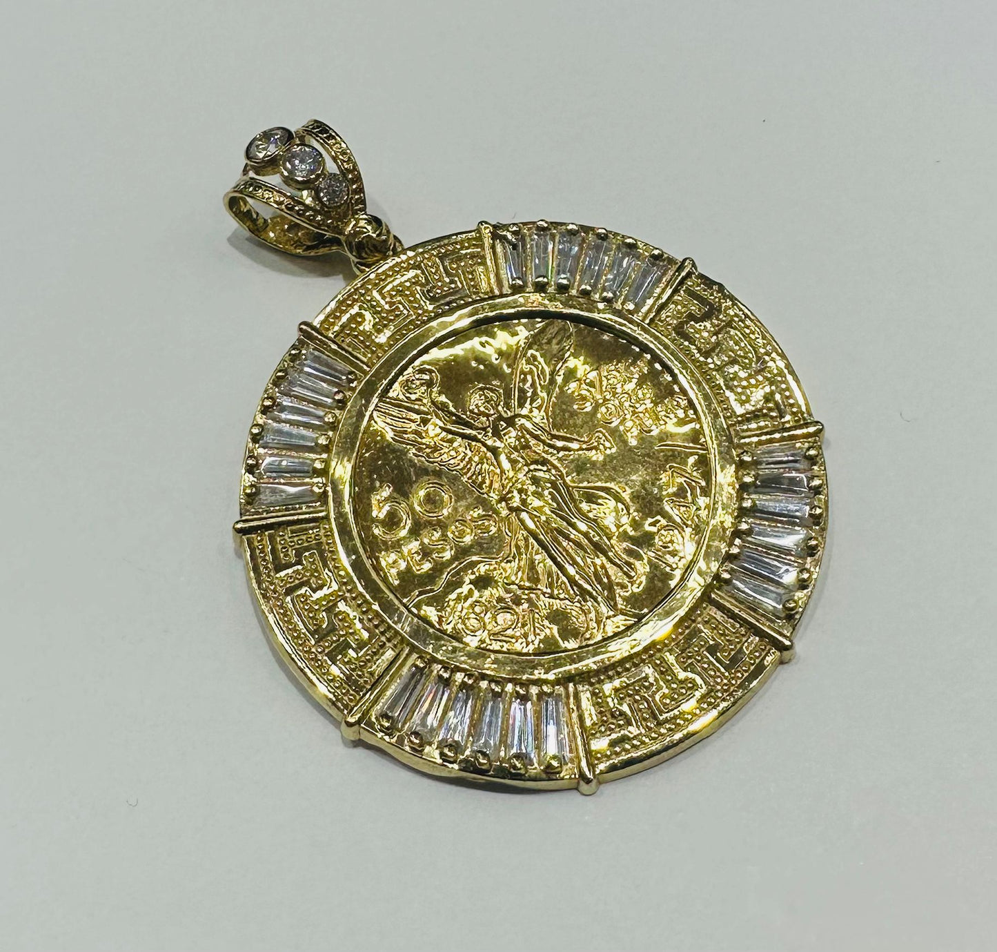 10K GOLD CENTENARIO 50 PESOS PENDANT- WEIGHT: 16.2gm