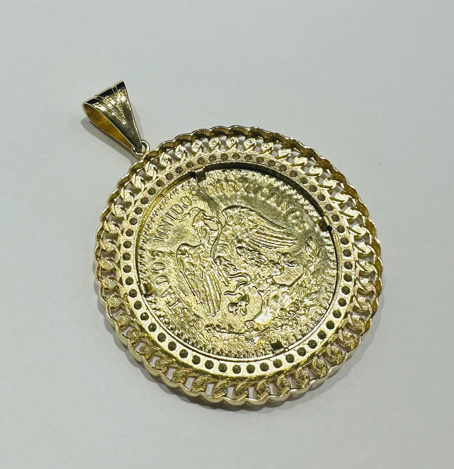 10K GOLD CENTENARIO 50 PESOS PENDANT- WEIGHT: 23.6gm