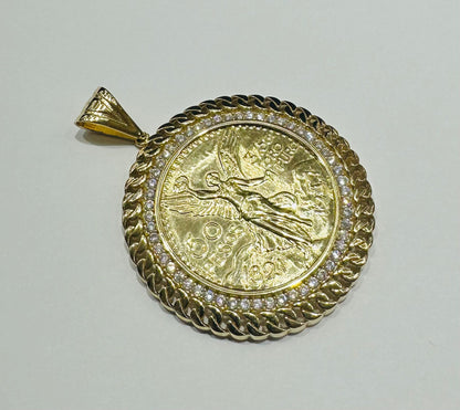 10K GOLD CENTENARIO 50 PESOS PENDANT- WEIGHT: 23.6gm