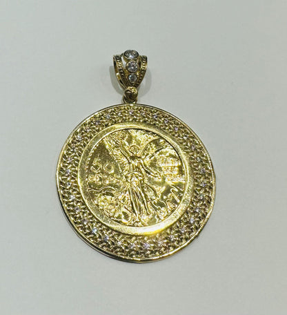 10K GOLD CENTENARIO 50 PESOS PENDANT- WEIGHT: 13.8gm