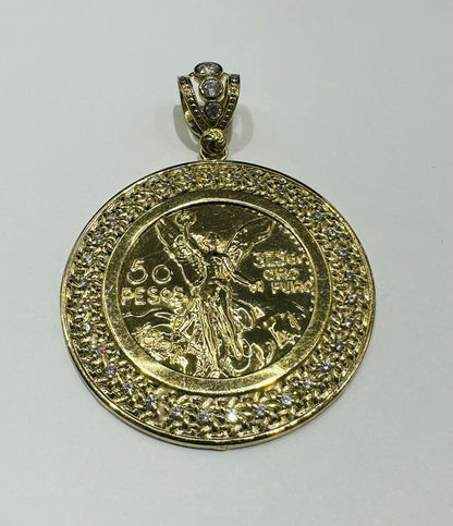 10K GOLD CENTENARIO 50 PESOS PENDANT- WEIGHT: 13.9gm