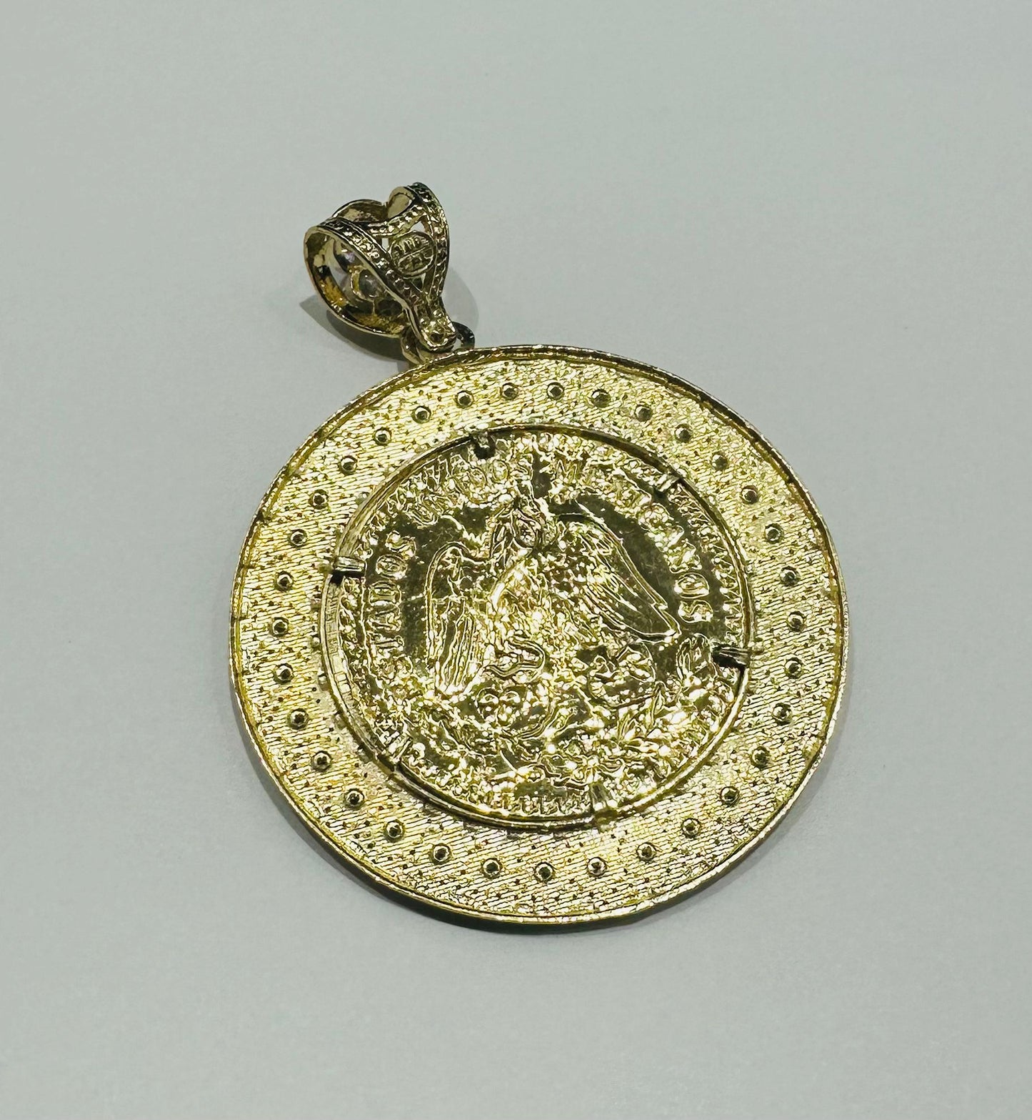 10K GOLD CENTENARIO 50 PESOS PENDANT- WEIGHT: 13.9gm