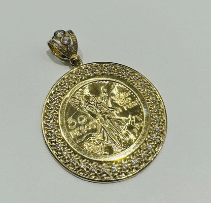 10K GOLD CENTENARIO 50 PESOS PENDANT- WEIGHT: 13.9gm