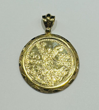 10K GOLD CENTENARIO 50 PESOS PENDANT- WEIGHT: 30.0gm