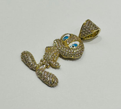 10K GOLD TWEETY BIRD PENDANT WITH WHITE SAPPHIRE- WEIGHT: 4.2gm