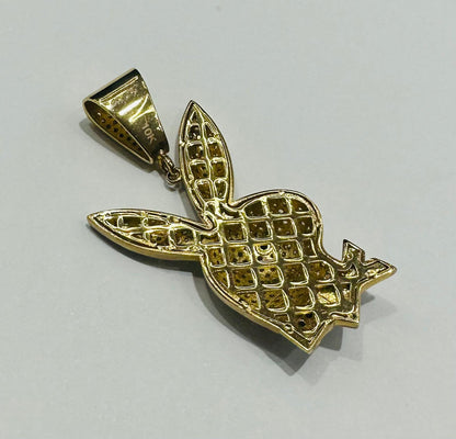 10K GOLD PLAYBOY PENDANT WITH WHITE SAPPHIRE- WEIGHT: 7.7gm