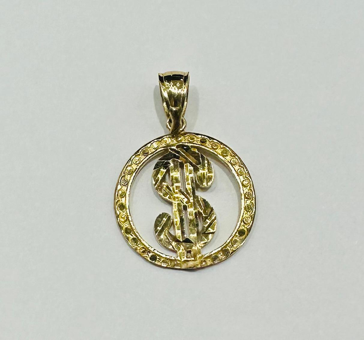 10K GOLD ROUND DOLLAR PENDANT- WEIGHT:  2.3gm