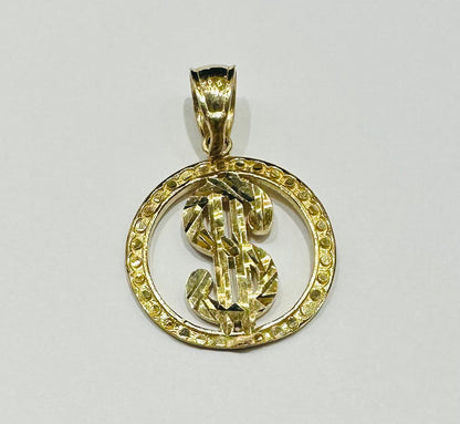 10K GOLD ROUND DOLLAR PENDANT- WEIGHT:  2.3gm