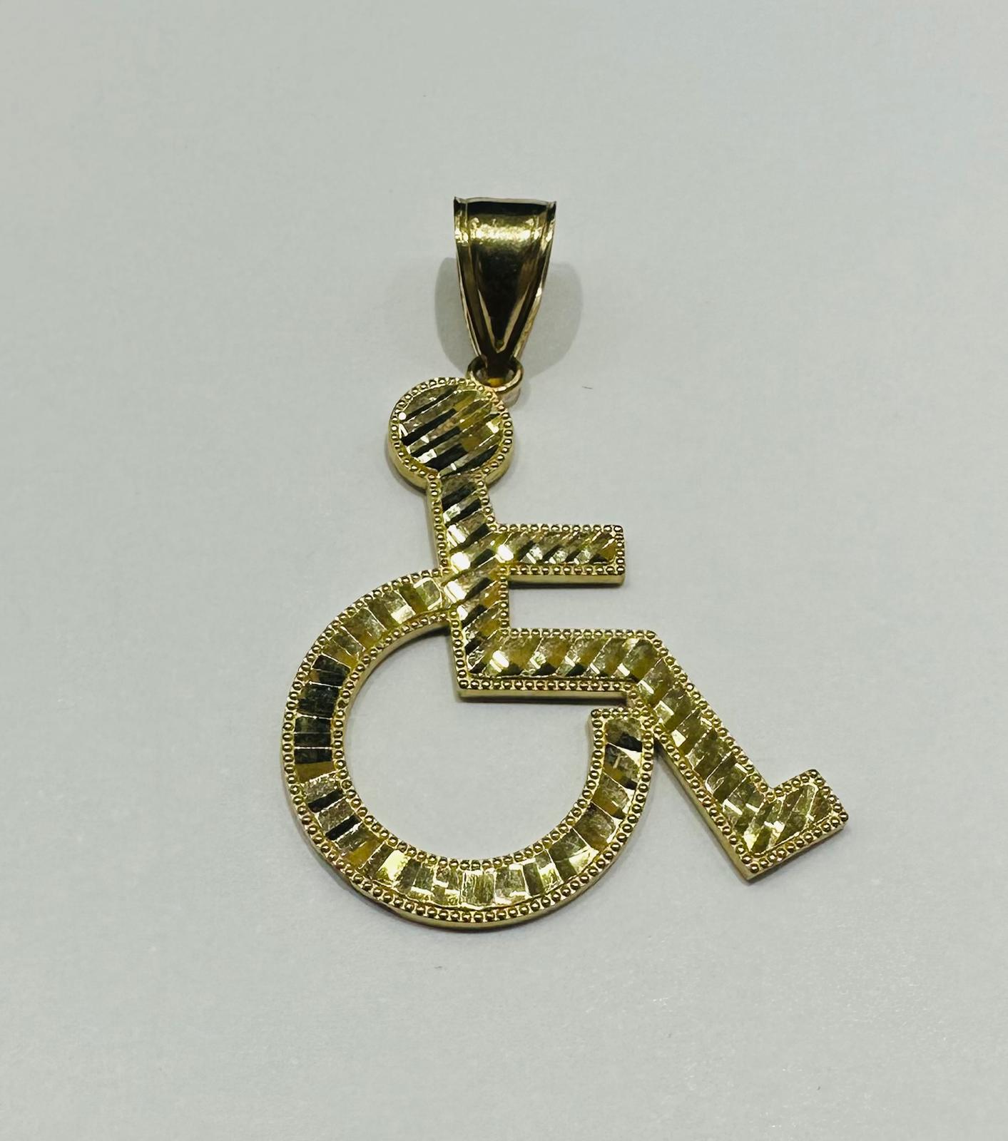 10K GOLD HANDICAP WHEELCHAIR LOGO PENDANT- WEIGHT:  3.5gm