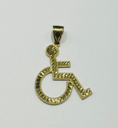 10K GOLD HANDICAP WHEELCHAIR LOGO PENDANT- WEIGHT:  3.5gm
