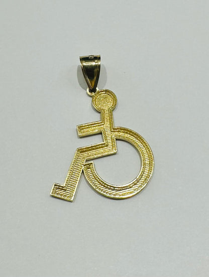 10K GOLD HANDICAP WHEELCHAIR LOGO PENDANT- WEIGHT:  3.5gm