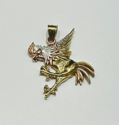 10K GOLD TRI COLOUR ROOSTER PENDANT- WEIGHT:  4.9gm