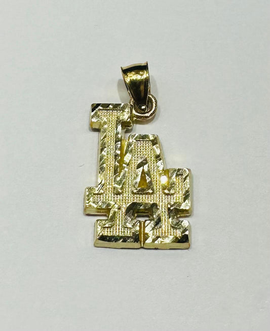 10K GOLD "LA" PENDANT- WEIGHT:  1.8gm
