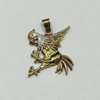 10K GOLD TRI COLOUR ROOSTER PENDANT- WEIGHT:  4.9gm