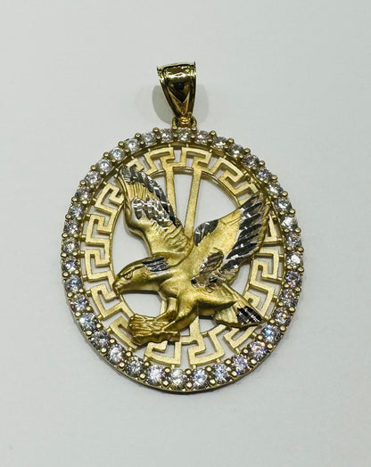 10K GOLD EAGLE PENDANT WITH WHITE SAPPHIRE- WEIGHT:  10.2gm