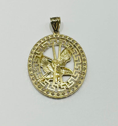 10K GOLD EAGLE PENDANT WITH WHITE SAPPHIRE- WEIGHT:  10.2gm