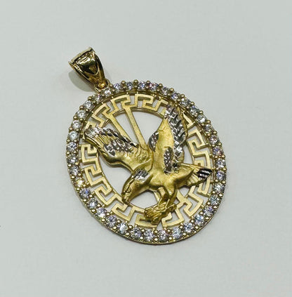 10K GOLD EAGLE PENDANT WITH WHITE SAPPHIRE- WEIGHT:  10.2gm