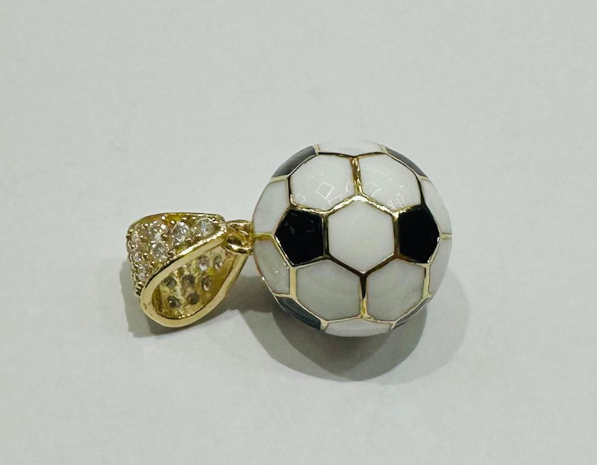 10K GOLD ENAMEL FOOTBALL CHARM PEDANT- WEIGHT:  2.3gm