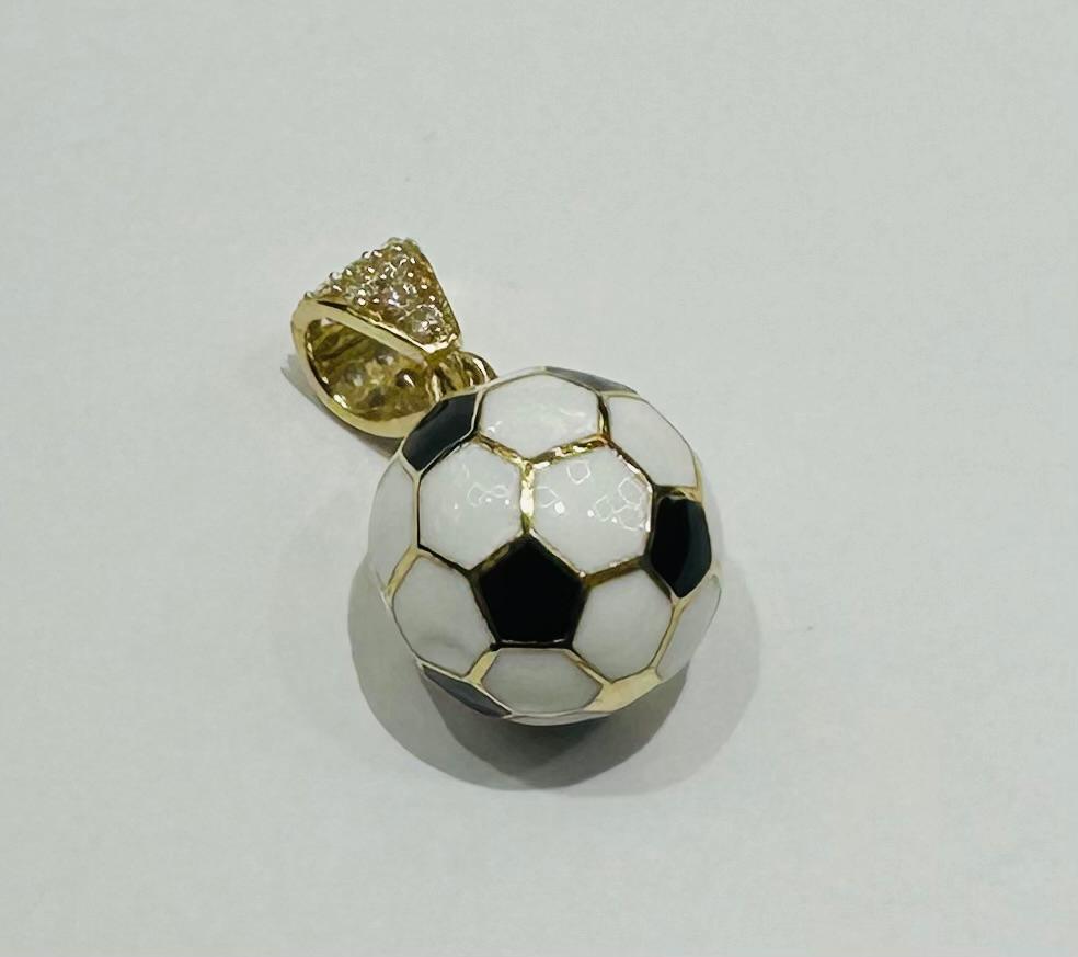 10K GOLD ENAMEL FOOTBALL CHARM PEDANT- WEIGHT:  2.3gm