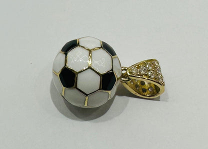 10K GOLD ENAMEL FOOTBALL CHARM PEDANT- WEIGHT:  2.3gm