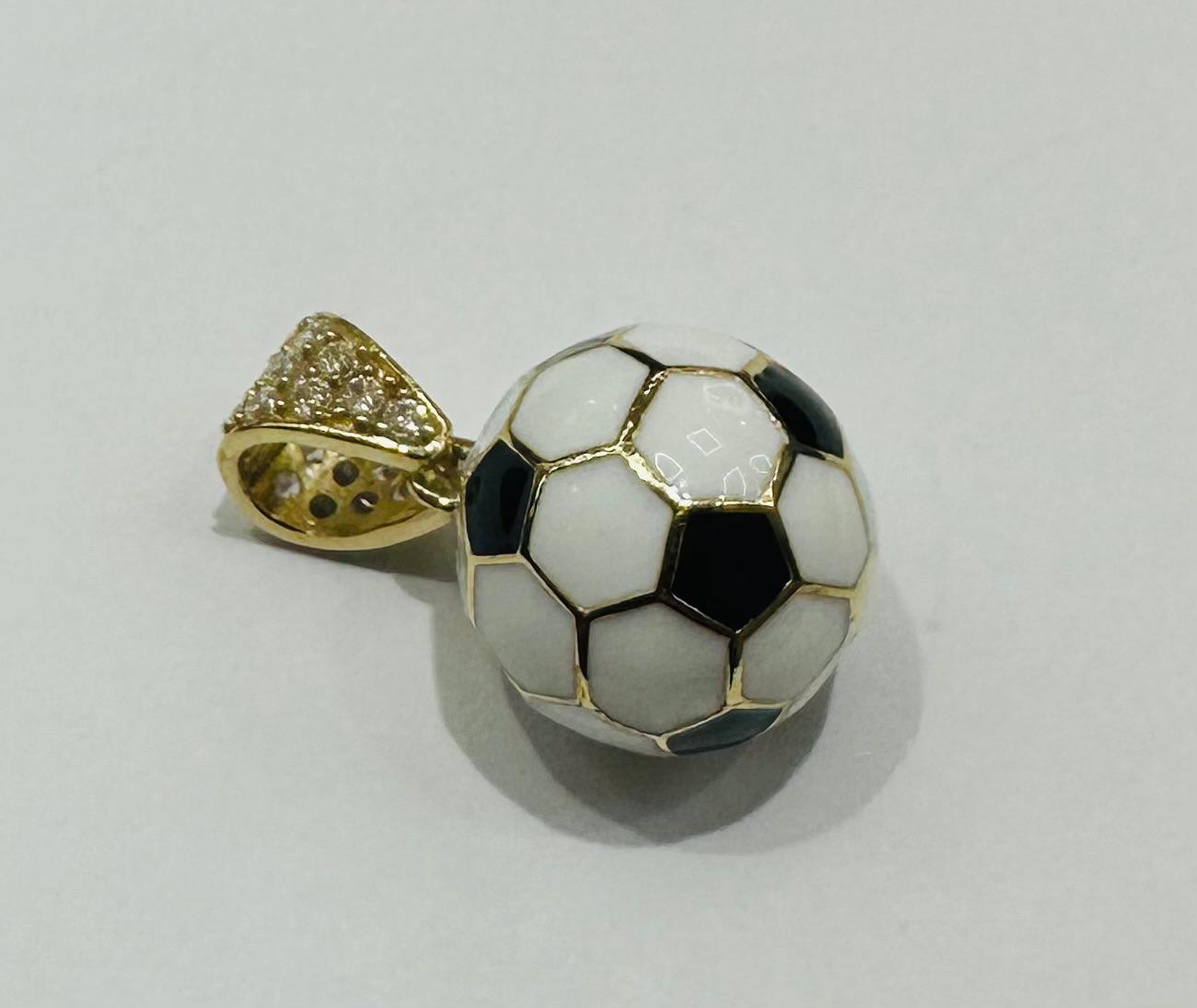 10K GOLD ENAMEL FOOTBALL CHARM PEDANT- WEIGHT:  2.3gm