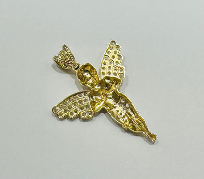 10K GOLD ANGEL PENDANT WITH WHITE SAPPHIRE- WEIGHT:  5.5gm