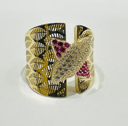 10K GOLD RING WITH SAPPHIRE STONES-WEIGHT: 2.9gm